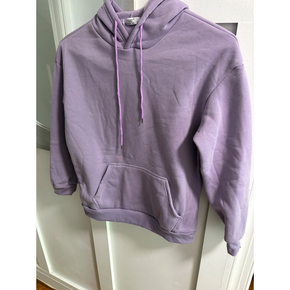 FME Womens Lavender No Worries God Got Me Hoodie Sweatshirt Purple Size M